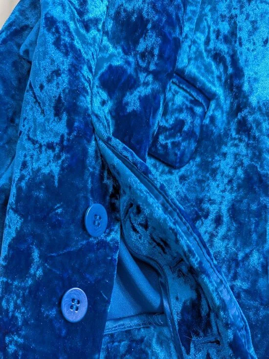 H&M Studio Bright Blue Velvet Blazer - Picture 14 of 16